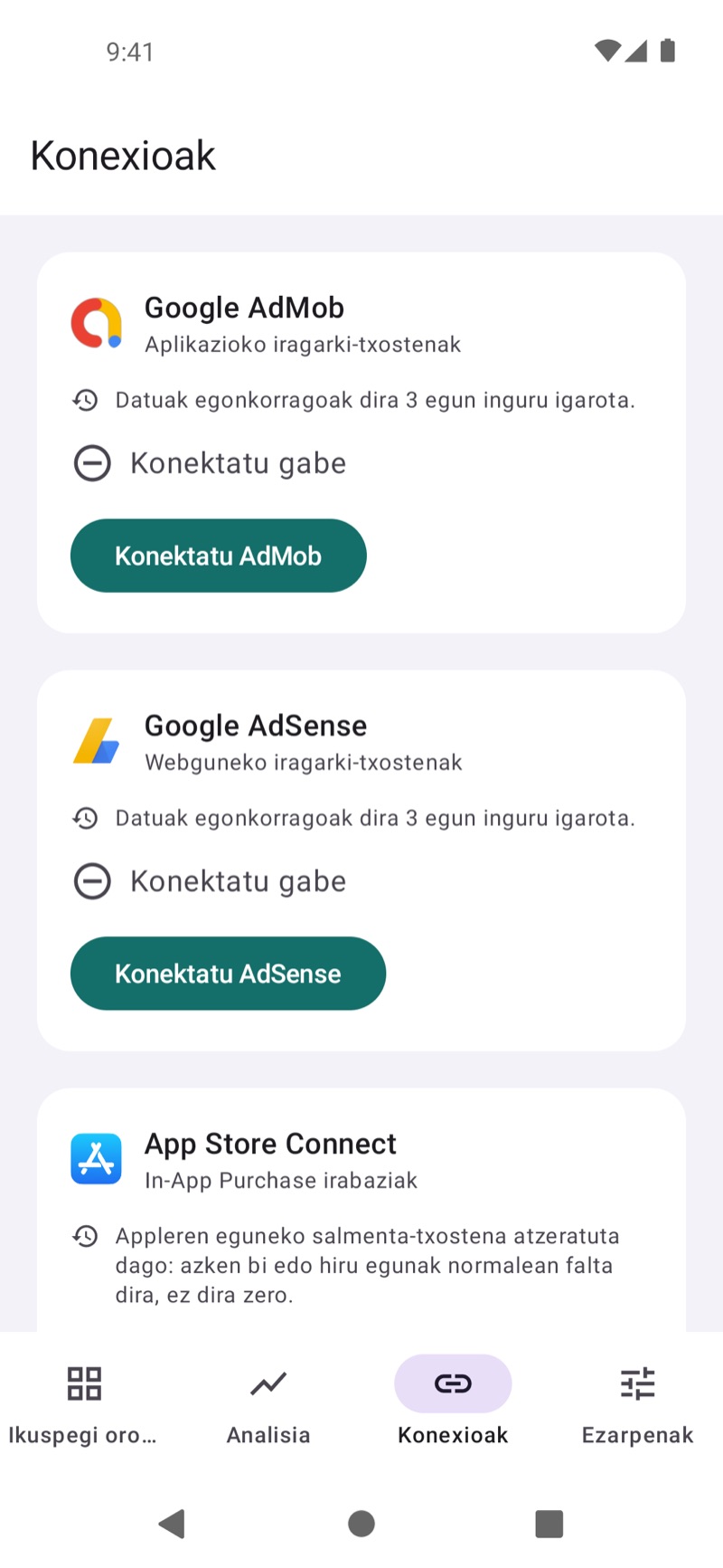 EarnHub-en konexioen pantaila, erabilgarri dauden diru-sarrera iturriekin
