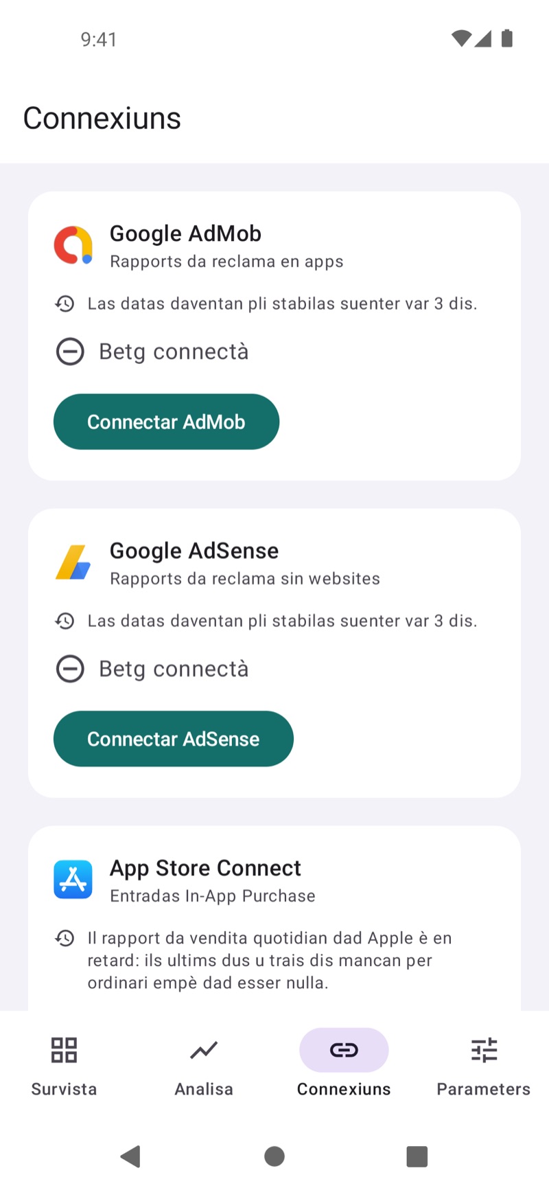 Visur da colliaziuns dad EarnHub cun las funtaunas d'entradas disponiblas
