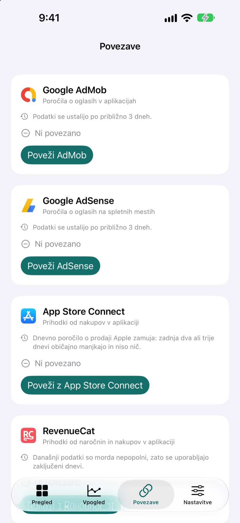 Zaslon s povezavami EarnHub, ki prikazuje razpoložljive vire prihodkov